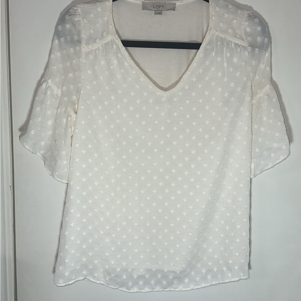 LOFT Off-White Short Sleeve Blouse